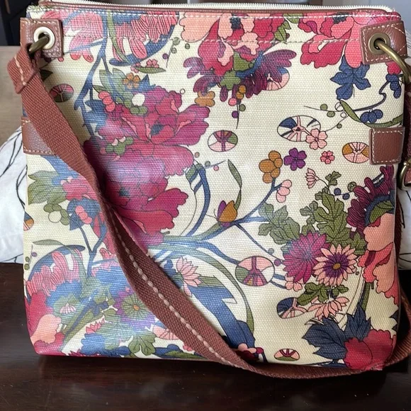 Sakroots Purse Flat Crossbody Shoulder Bag Boho Peace Coated Canvas - Picture 4 of 5